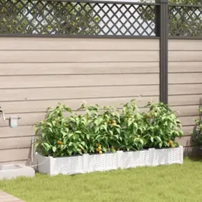 Jardiniere cu Sistem Irigație 4 Ghivece Alb | vidaXL