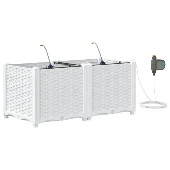 Plantere Auto-Irigare 2 bucăți Alb | Gratis Livrare