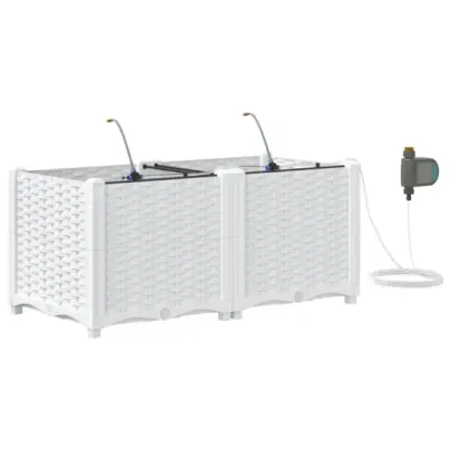 Plantere Auto-Irigare 2 bucăți Alb | Gratis Livrare