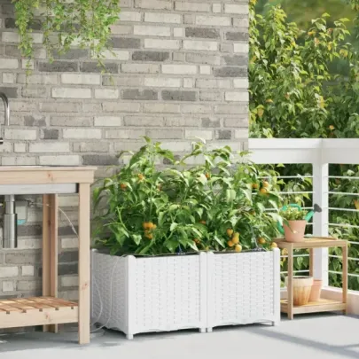 Plantere Auto-Irigare 2 bucăți Alb | Gratis Livrare