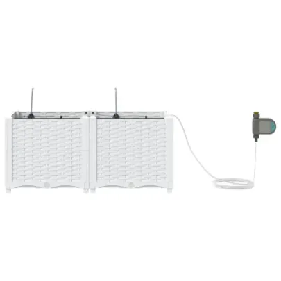 Plantere Auto-Irigare 2 bucăți Alb | Gratis Livrare