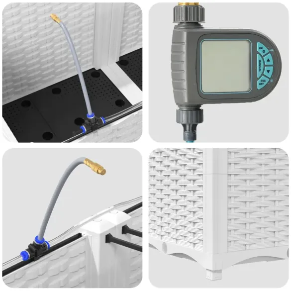 Plantere Auto-Irigare 2 bucăți Alb | Gratis Livrare