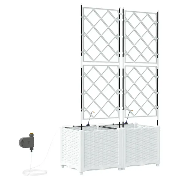 Jardiniere cu Sistem de Irigație 2 buc Albe - vidaXL