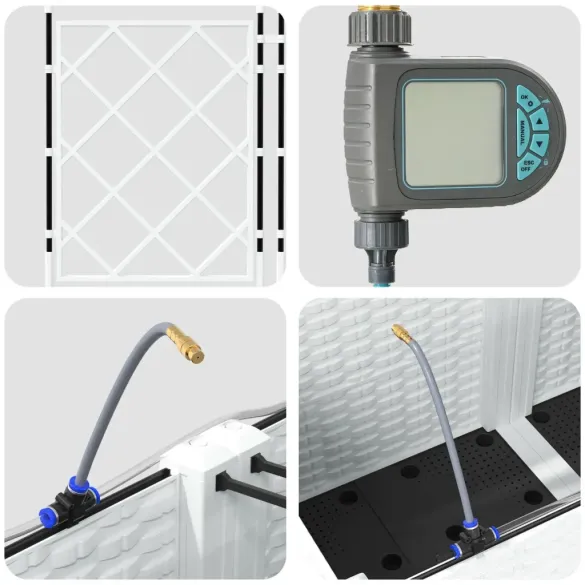 Jardiniere cu Sistem de Irigație 2 buc Albe - vidaXL