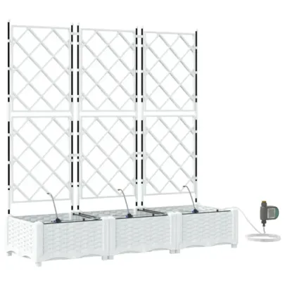 Ghivece Grădină cu Irigație Automată 3 bucăți Alb