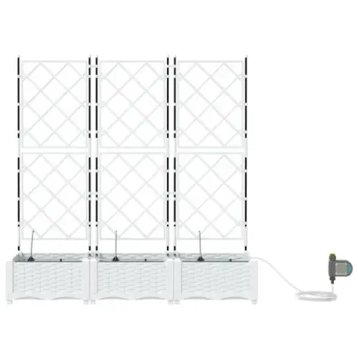 Ghivece Grădină cu Irigație Automată 3 bucăți Alb