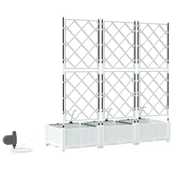 Ghivece Grădină cu Irigație Automată 3 bucăți Alb