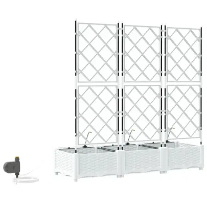 Ghivece Grădină cu Irigație Automată 3 bucăți Alb