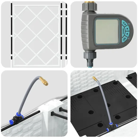 Ghivece Grădină cu Irigație Automată 3 bucăți Alb