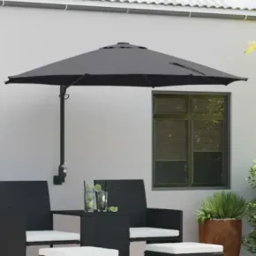 Umbrelă Terasă Antracit Oțel Poliester - Livrare Gratuită