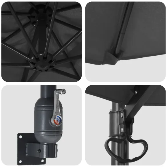 Umbrelă Terasă Antracit Oțel Poliester - Livrare Gratuită