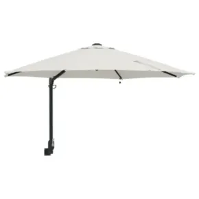 Umbrelă de Grădină cu LED-uri Montată pe Perete 248 cm Bej 2