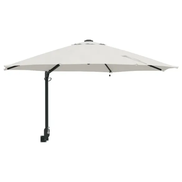 Umbrelă de Grădină cu LED-uri Montată pe Perete 248 cm Bej