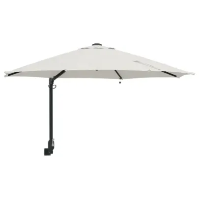 Umbrelă de Grădină cu LED-uri Montată pe Perete 248 cm Bej