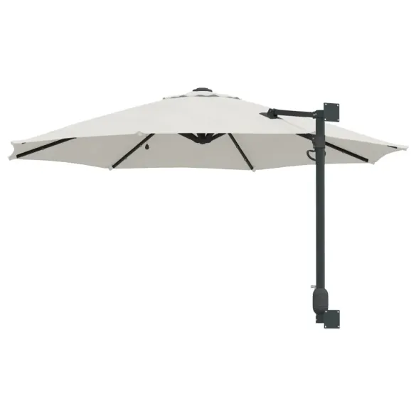 Umbrelă de Grădină cu LED-uri Montată pe Perete 248 cm Bej