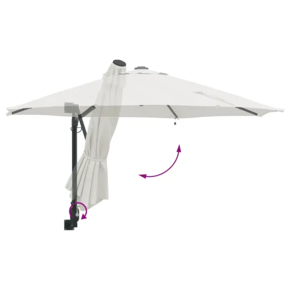 Umbrelă de Grădină cu LED-uri Montată pe Perete 248 cm Bej