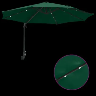 Umbrelă de Grădină Montată pe Perete cu LED-uri 248 cm