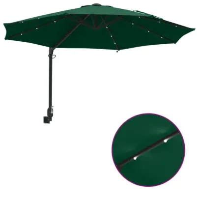 Umbrelă de Grădină Montată pe Perete cu LED-uri 248 cm