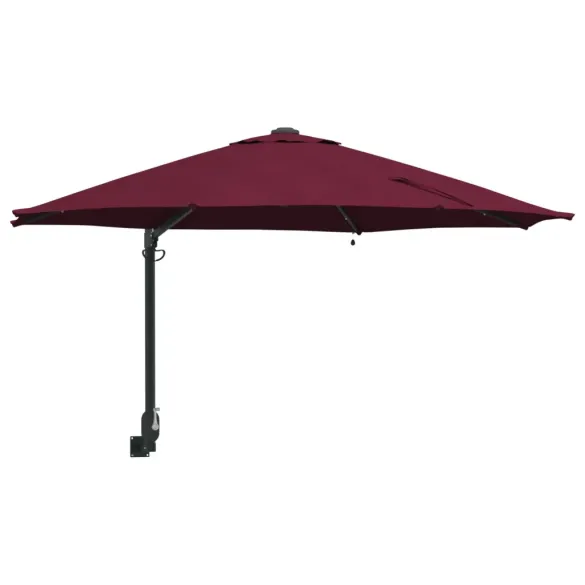 Umbrelă Grădină Montată Perete cu LED-uri Bordo 248 cm