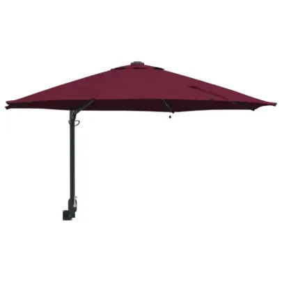 Umbrelă Grădină Montată Perete cu LED-uri Bordo 248 cm
