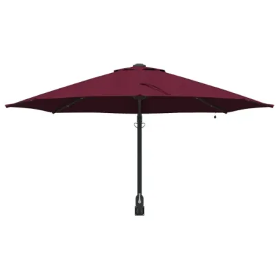 Umbrelă Grădină Montată Perete cu LED-uri Bordo 248 cm