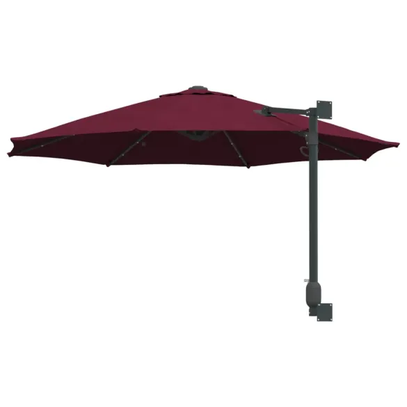 Umbrelă Grădină Montată Perete cu LED-uri Bordo 248 cm