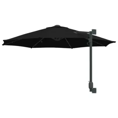 Parasol Montat pe Perete cu LED-uri Negru 248 cm | vidaXL