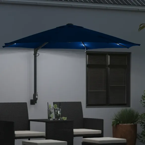 Parasol Montat pe Perete cu LED-uri pentru Grădină și Balcon