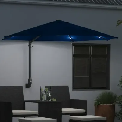 Parasol Montat pe Perete cu LED-uri pentru Grădină și Balcon