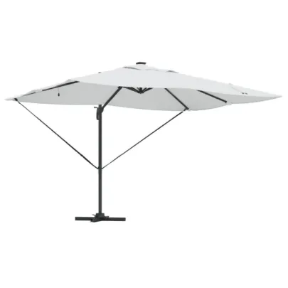 Umbrelă Cantilever cu LED-uri Bej pentru Exterior