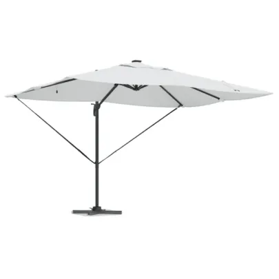 Umbrelă Cantilever cu LED-uri Bej pentru Exterior