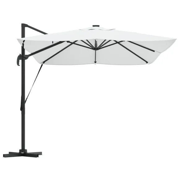 Umbrelă Cantilever cu LED-uri Bej pentru Exterior Umbrelă Cantilever cu LED-uri Bej pentru Exterior