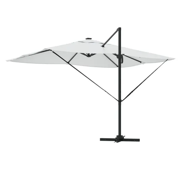 Umbrelă Cantilever cu LED-uri Bej pentru Exterior Umbrelă Cantilever cu LED-uri Bej pentru Exterior