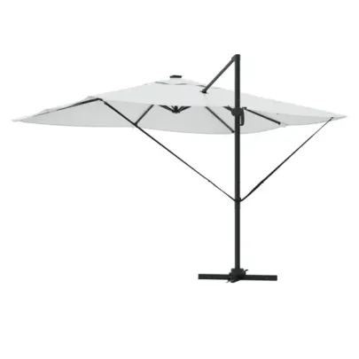 Umbrelă Cantilever cu LED-uri Bej pentru Exterior