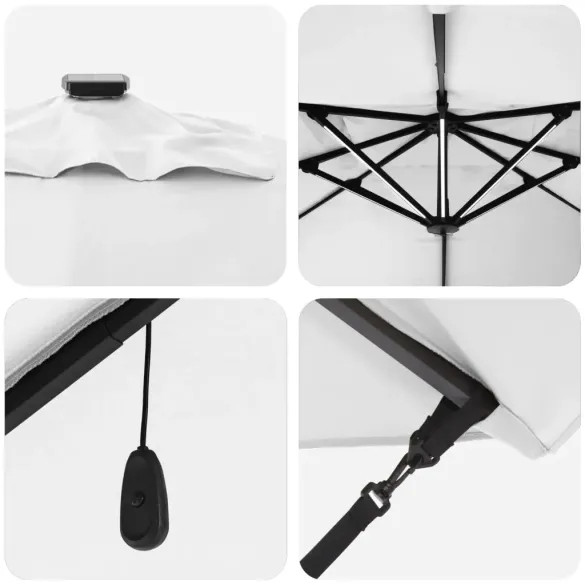 Umbrelă Cantilever cu LED-uri Bej pentru Exterior Umbrelă Cantilever cu LED-uri Bej pentru Exterior