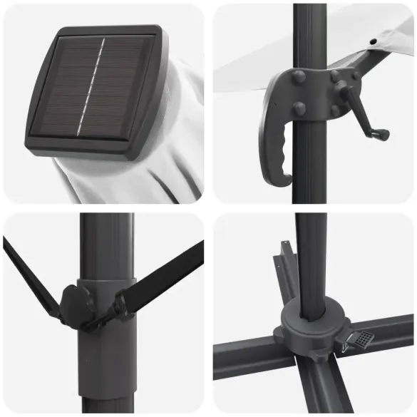Umbrelă Cantilever cu LED-uri Bej pentru Exterior Umbrelă Cantilever cu LED-uri Bej pentru Exterior