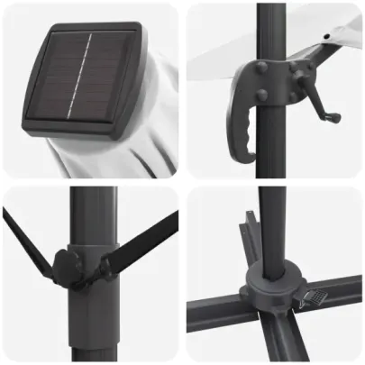 Umbrelă Cantilever cu LED-uri Bej pentru Exterior
