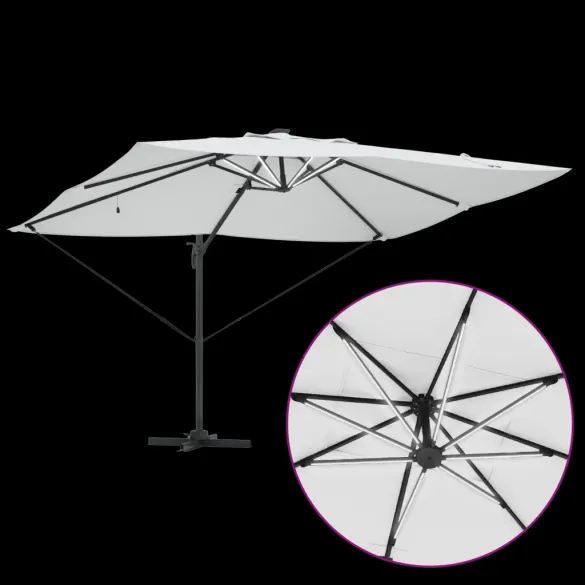 Umbrelă Cantilever cu LED-uri Bej pentru Exterior Umbrelă Cantilever cu LED-uri Bej pentru Exterior