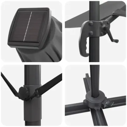 Umbrelă Roma Cantilever cu LED Solar pentru Exterior