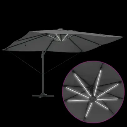 Umbrelă Roma Cantilever cu LED Solar pentru Exterior