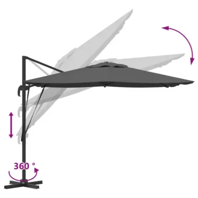 Umbrelă Cantilever Roma Antracit 286x285cm | Livrare Gratuită