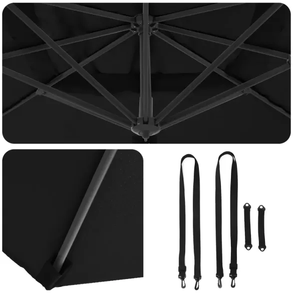 Umbrelă Cantilever Neagră - Copertină Poliester Exterior
