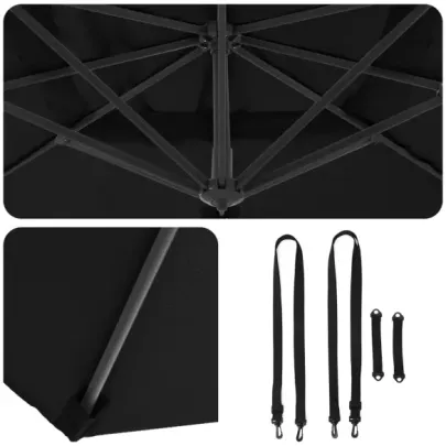 Umbrelă Cantilever Neagră - Copertină Poliester Exterior