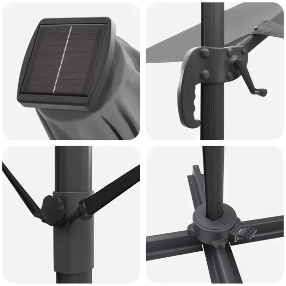 Umbrelă Cantilever Antracit - Livrare Gratuită în 7-9 Zile