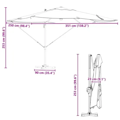 Umbrelă Cantilever Antracit - Livrare Gratuită în 7-9 Zile