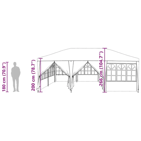 Cort de Petrecere 6x4m Albastru cu 10 Pereți Laterali