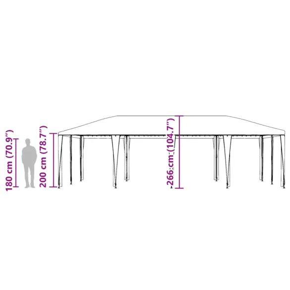 Cort de Petrecere Alb 8x4 m PE - Ușor de Montat | vidaXL