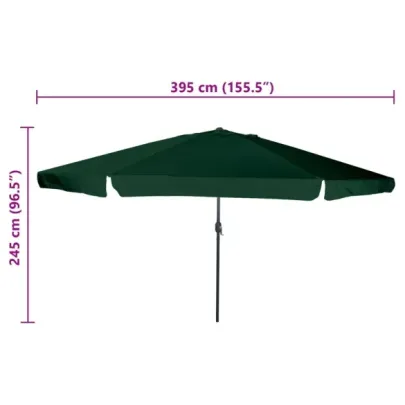 Umbrelă de Grădină Verde Ø395 cm | Livrare Gratuită