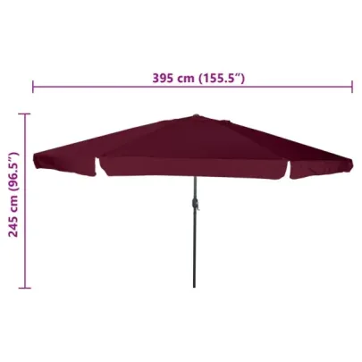 Umbrelă de Grădină Bordeaux ø395x245 cm | Livrare Gratuită