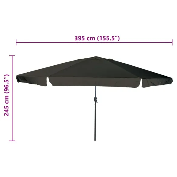 Umbrelă de Grădină Rotundă Neagră ø395 cm | vidaXL